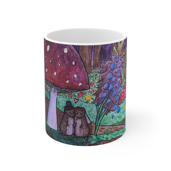 Forest Wedding Mug | Mice Mug | Watercolor Mug | Voles | Cottagecore Mug | Cottagecore Watercolor