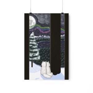 Winter Foxes Pixel Art Poster