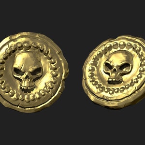 Pirate Gold Coin for DnD , LARP, Partys | Digital 3D Printing Object (OBJ+ Supported STL)