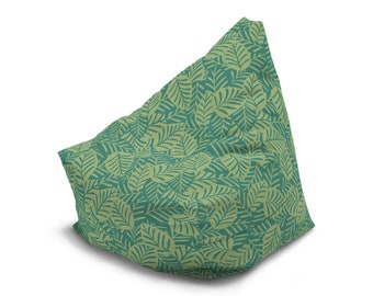 Bean Bag Chair Cover -  Green Leaves Print | Nature Inspired Home Decor Gift