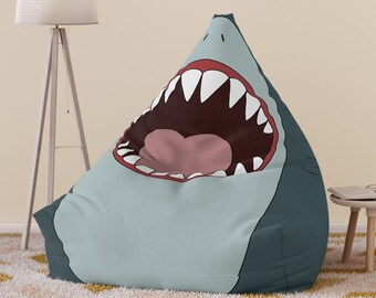 Mighty Shark Bean Bag Chair Cover | Shark Head Seating | Ocean Themed Decor | Funny Bean Bag | Gift For Toddlers