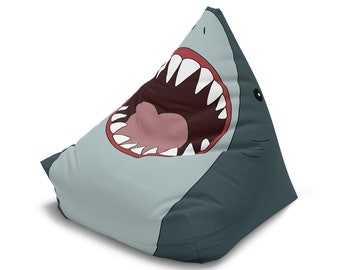 Mighty Shark Sitzsackbezug | Sitzgelegenheiten mit Haifischkopf | Ozean-Themen-Dekor | Lustiger Sitzsack | Geschenk für Kleinkinder