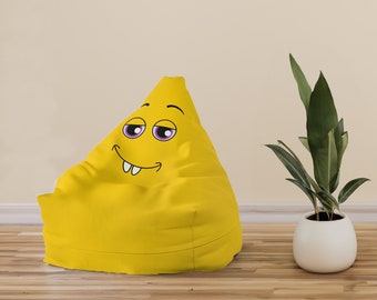 Housse de chaise poire personnalisée | Pouf ludique avec visage | Décoration de salle de jeux | Pouf mignon | Cadeau imaginatif pour les tout-petits