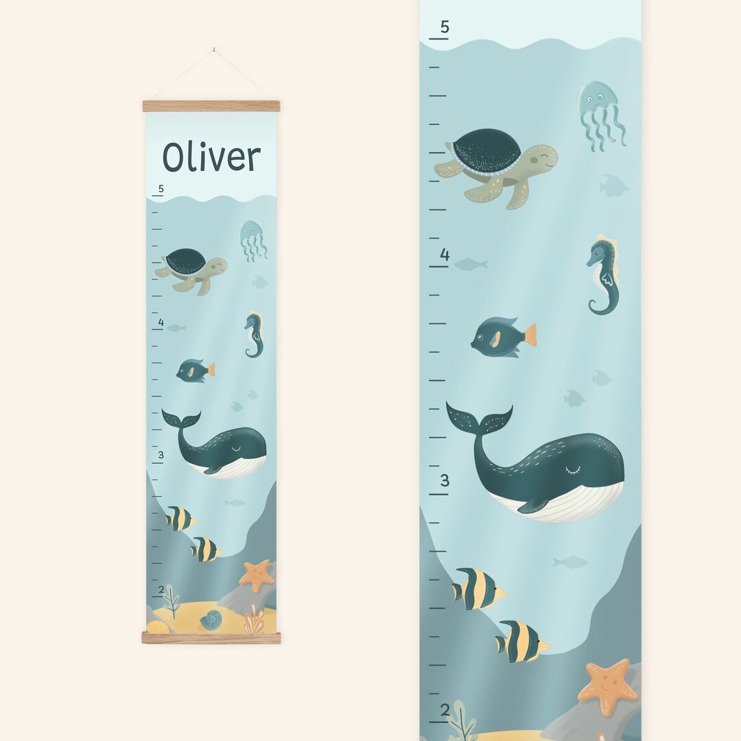 Personalized Growth Chart for Kids Ocean Friends Custom Height Chart