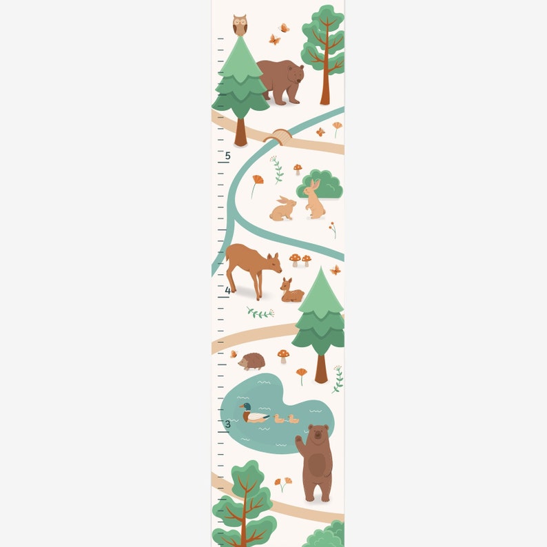 Woodland Personalized Growth Chart for Kids Animals Customized Height
