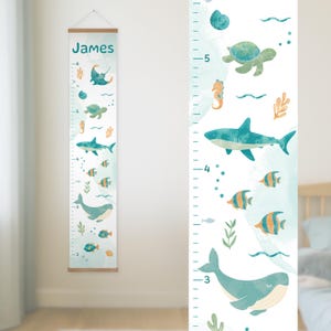 Carte de croissance océanique personnalisée pour enfants, toise marine, cadeau personnalisé pour bébé garçon ou fille