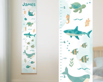 Customized Ocean Growth Chart for Kids, Nautical Height Chart, Personalized Gift for Baby Boy or Girl