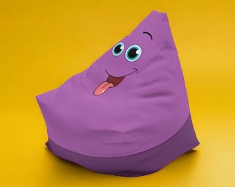 Purple Bean Bag Chair Cover - Smiling Monster