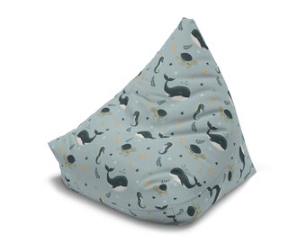 Bean Bag Chair Cover - Under The Sea | Bean Bag with Ocean Life Print | Kids Room Decor Sea Themed