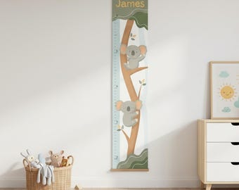 Personalized Koala Growth Chart, Nursery Wall hanging, Height Ruler for Baby Boy, Kids Room Decor