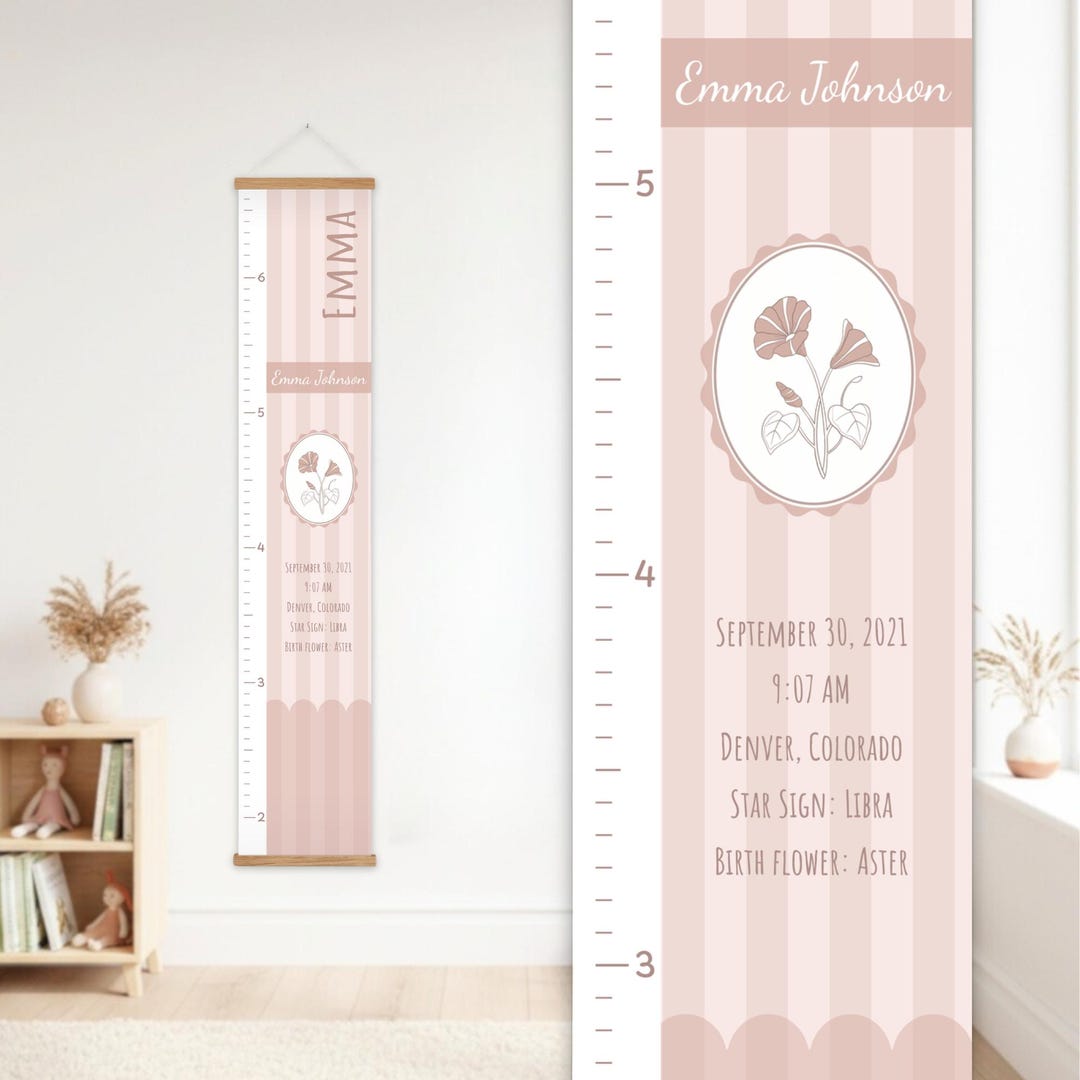 Personalized Growth Chart With Birth Flower and Baby Birth Stats ...