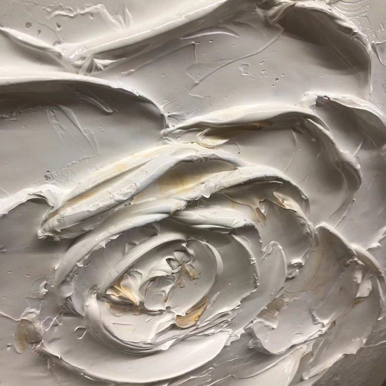 Large White Oil Painting Flower Texture Oil Painting White Flower Oil