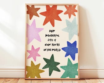 Imprimez la vie merveilleuse, affiche de salle de jeux pour chambre d'enfant avec étoiles colorées, décoration murale pour enfants