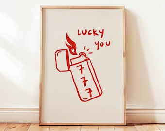 Lucky You imprimable, affiche Lucky 777, décoration murale allume-feu rétro boîte d'allumettes