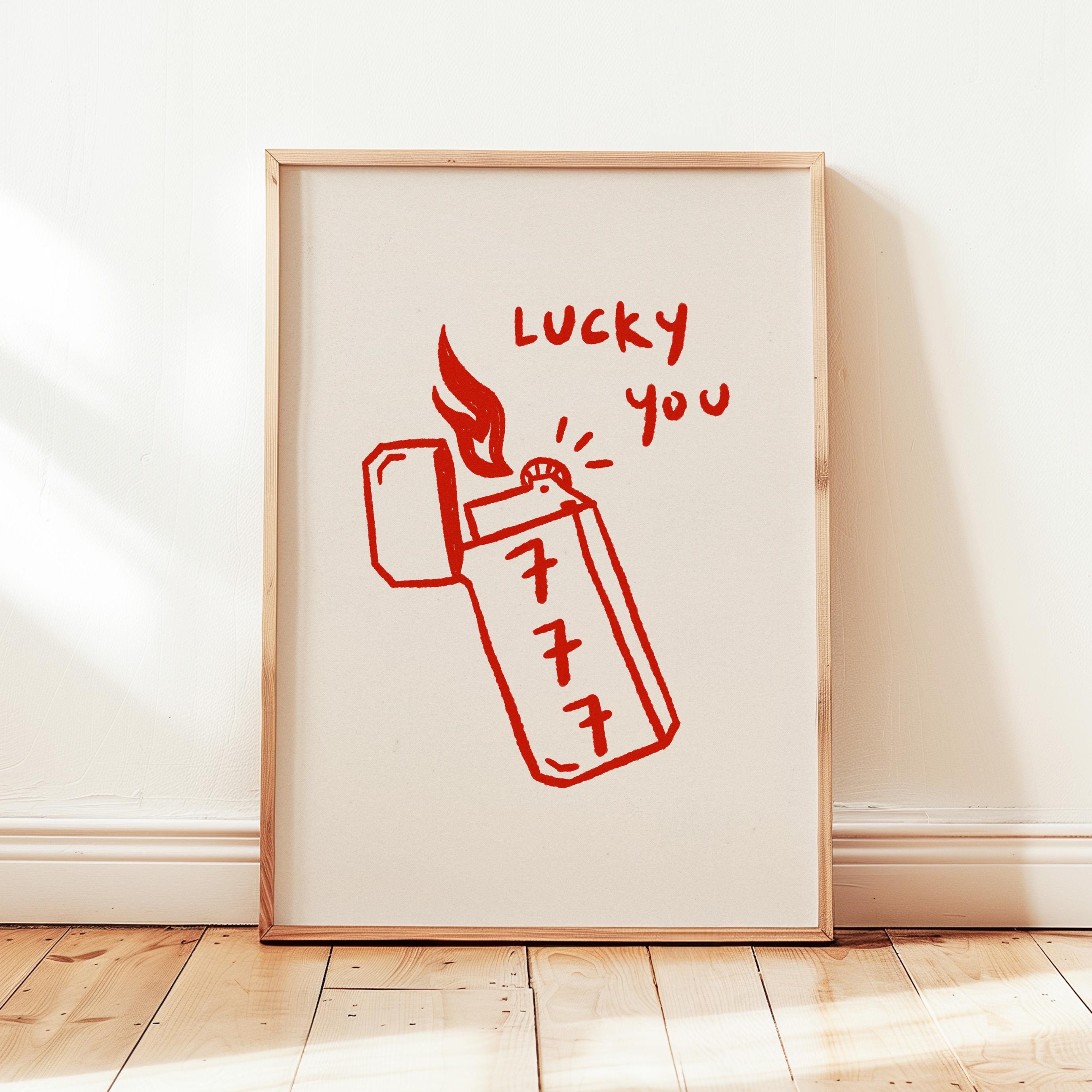 Lucky You Printable, Lucky 777 Poster, Retro Match Box Fire
