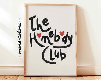 The Homebody Club Printable, Minimalist Heart Homebody Poster, Introvert Wall Art Decor