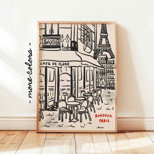 Impresión de la ciudad de París, póster de París, Francia, arte mural de cafetería francesa retro, decoración minimalista de viajes por Europa