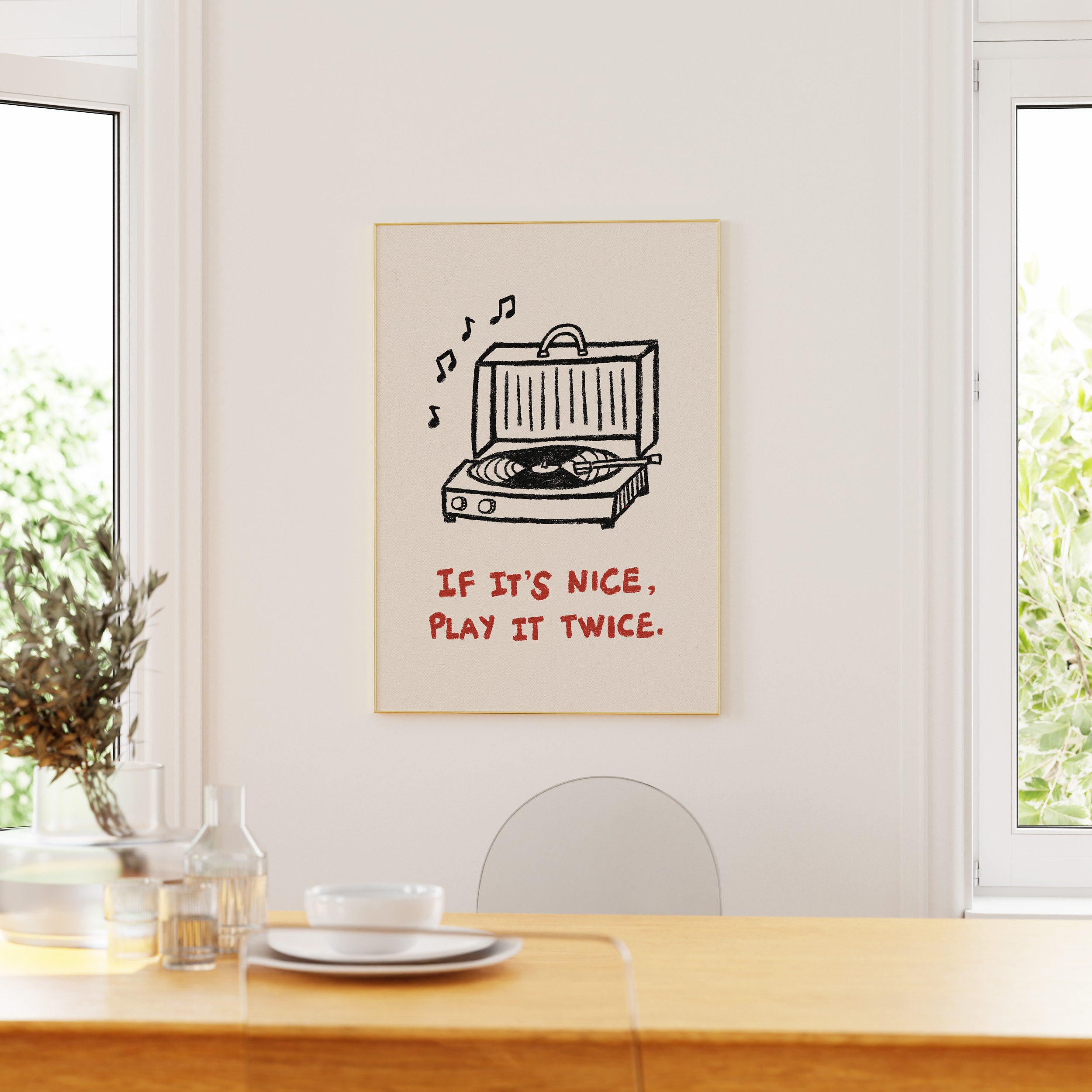 If It's Nice Play It Twice Print, Retro Vinyl Poster, Vintage