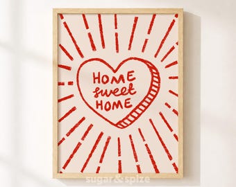 Lámina "Hogar dulce hogar", póster con cita retro en forma de corazón, decoración vintage para la entrada, SIN MARCO
