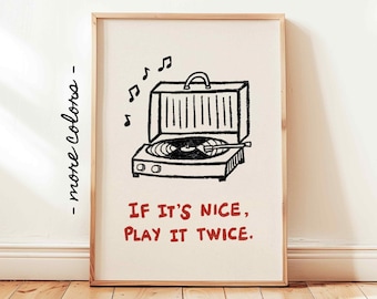 Impresión "If It's Nice Play It Twice", póster de vinilo retro, decoración de pared con discos de música vintage, sin marco