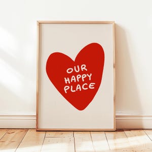 Our Happy Place Print, Herz Affirmation Poster, Selbstliebe Manifest Wandkunst, Funky Ästhetisches Dekor