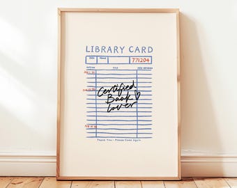 Book Lover Library Card Printable, Bookish Poster, Minimalist Booktok Wall Decor