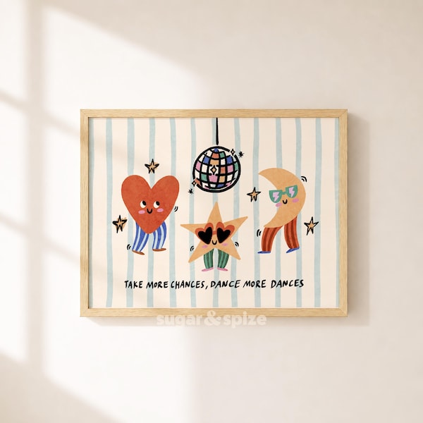 „Mehr Chancen ergreifen“-Druck, bunte Sterne, Kinderzimmerposter, Wanddekoration fürs Kinderzimmer, UNGERAHMT