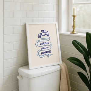Wash Your Hands Print, Minimalist Bathroom Poster, Guest Check Wash Room Decor, UNFRAMED image 3