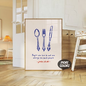 Stampa Julia Child disegnata a mano, Citazione di Julia Child, Poster di schizzi di utensili da cucina, Persone che amano mangiare, Detti di cucina, Arredamento minimalista