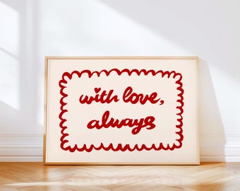 With Love Always Printable, Couples Above Bed Poster, Horizontal Bedroom Wall Art Decor