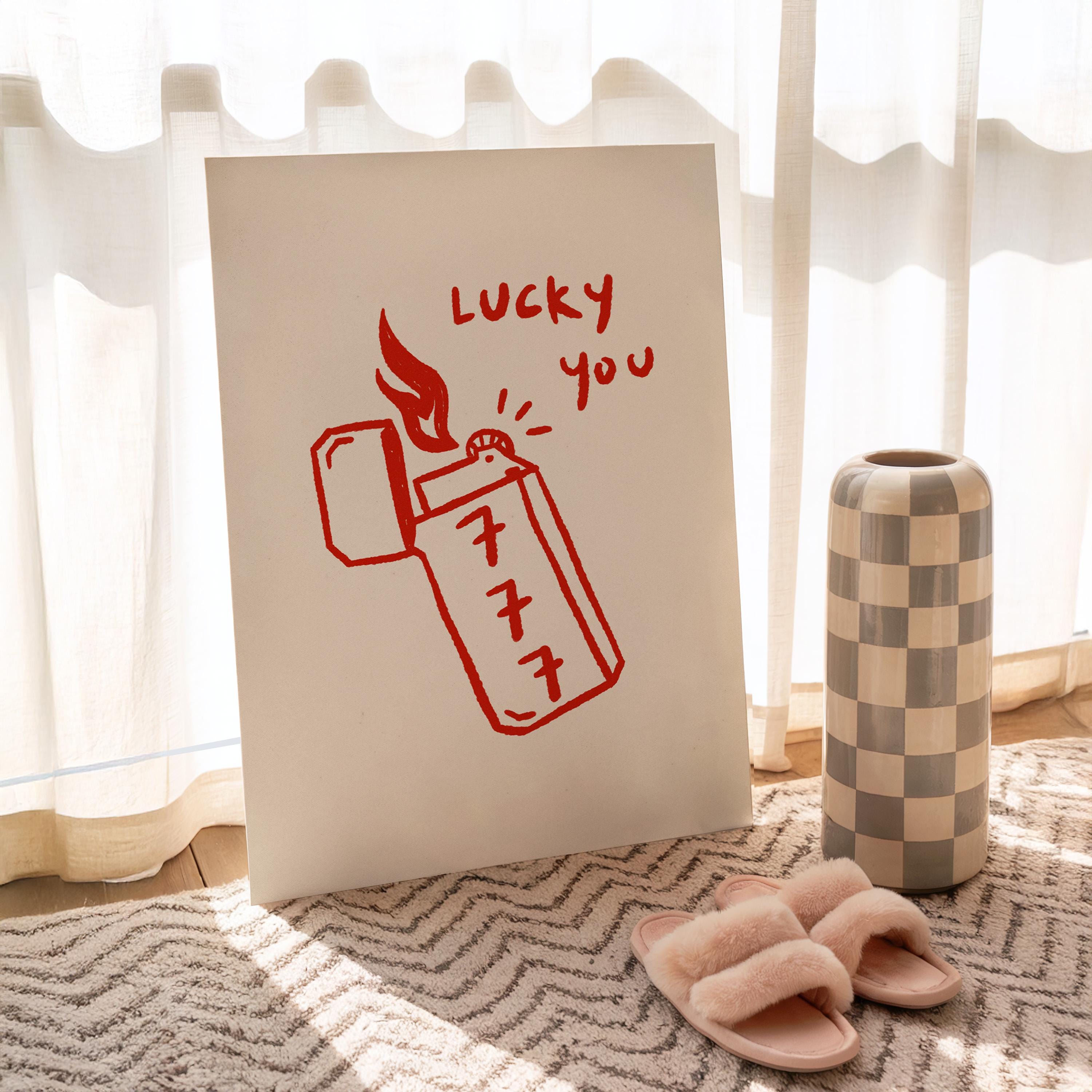 Lucky You Printable, Lucky 777 Poster, Retro Match Box Fire