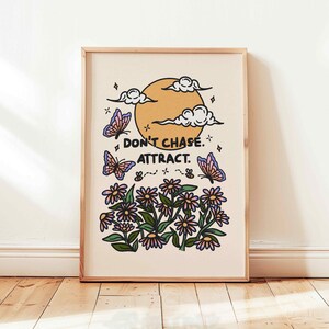Butterfly Cottagecore Printable, Retro Flower Botanical Poster, Manifest Wall Art Decor