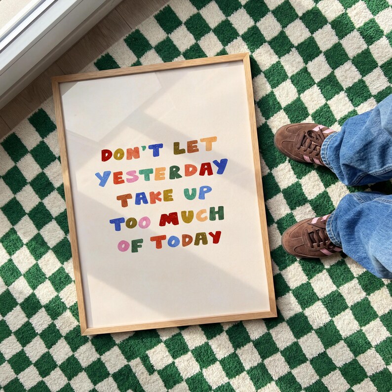 Don't Let Yesterday Printable, Colorful Retro Typography Poster, Y2k ...