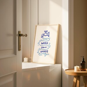 Wash Your Hands Print, Minimalist Bathroom Poster, Guest Check Wash Room Decor, UNFRAMED image 4