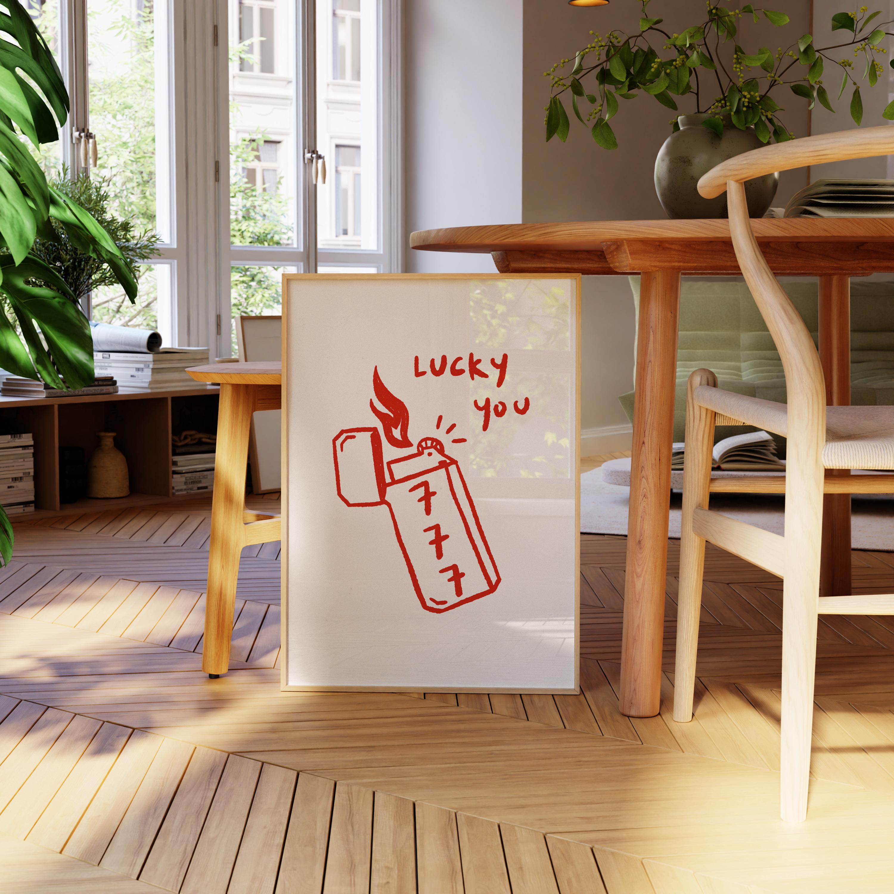 Lucky You Printable, Lucky 777 Poster, Retro Match Box Fire