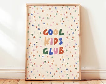 Cool Kids Club Stars Print, Colorful Playroom Poster, Toddler Wall Decor, UNFRAMED