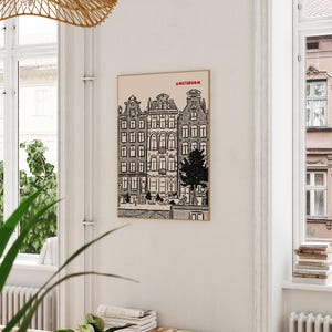Amsterdam City Print, Netherlands Holland Poster, Retro Europe Travel Minimalist Decor, UNFRAMED image 5