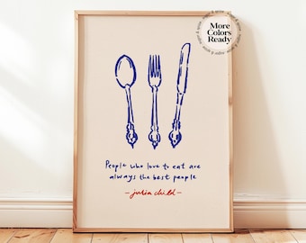 Kitchen Julia Child Printable, Minimalist Retro French Food Poster, Cottagecore Wall Decor