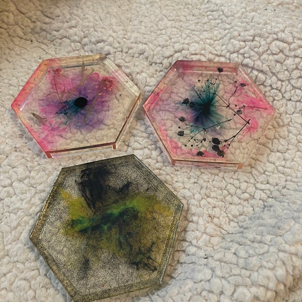 Three resin coaster tray trinket tray change holder