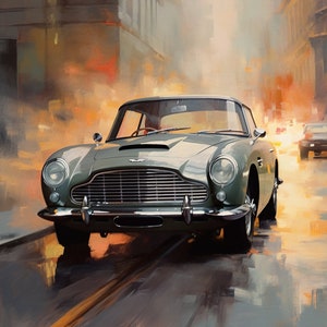 Print Aston Martin DB5 Sports Car Poster car wall art garage art aston martin sports car aston martin gift living room art silver sports car