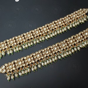 Echte pachi Kundan-enkelband, trouwsieraden, Kundan Payal-paar, trouwsieraden, Meenakari Jadau-enkelband, vergulde enkelbandje Ahmedabadi Kundan, vergulde enkelband Ahemdabadi Kundan