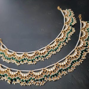 Echte pachi Kundan-enkelband, trouwsieraden, Kundan Payal, trouwsieraden, Meenakari Jadau-enkelbandpaar, Ahemdabadi Kundan Gold Chand-enkelband