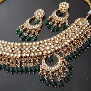 Sabyasachi Inspired Real pachi Kundan Set,Kundan Necklace,Pink Green jewelry,Indian jewelry,Sabyasachi Wedding necklace, Kundan Choker