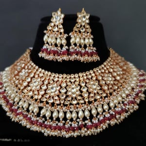 Sabyasachi Inspired Real pachi Kundan Set,Kundan Necklace,Pink Green jewelry,Indian jewelry,Sabyasachi Wedding necklace,Heavy Choker,Kundan