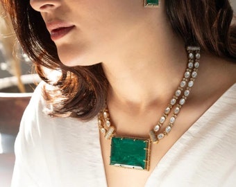 Emerald Ruby Gold Sabyasachi Victorian Choker Indian Jewelry Sabyasachi Necklace Indian Choker Indian Necklace Bollywood Jewelry Doublet Set