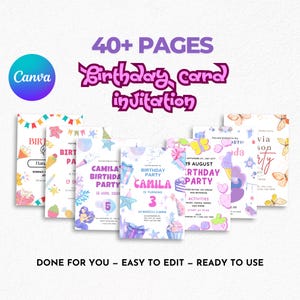 Convite de aniversário personalizado | Editável e imprimível | Download digital | Convite para festa | Cartão Canva de acesso instantâneo | Cartão digital personalizado