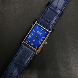 Odnowiony zegarek męski na rękę Seiko Slim Quartz z niebieską tarczą i kopertą 26 mm
