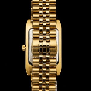Vintage Seiko Tank Reverso Style Quartz Green Face 28MM Gold Case Men's Watch image 4