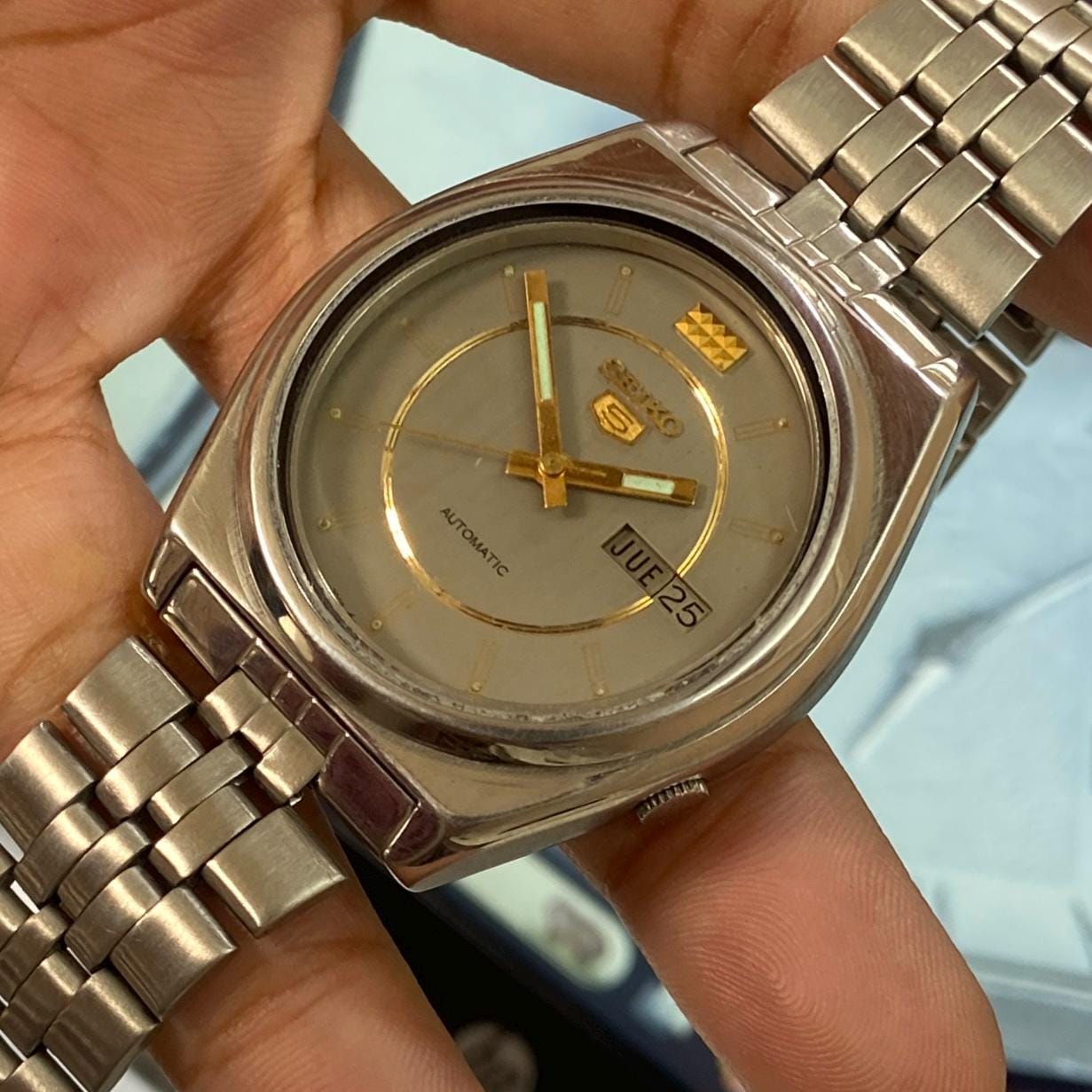 Vintage 1993 Seiko 5 Automatic 7009-3130 Day-date Japanese Men