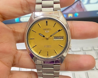 Reloj de pulsera japonés vintage Seiko 5 automático 7009-3161 con fecha y día para hombre, año 1990